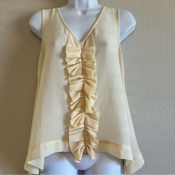 lo posh cream sleeveless ruffle blouse - Picture 2 of 7